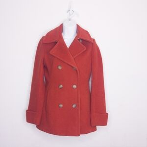 Hilary Radley Women's Double-Breasted Rust Wool Coat Size 2 Jacket